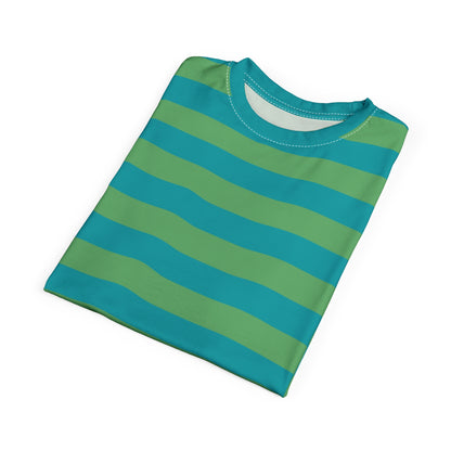 Light Blue Green Striped Tshirt, Pastel Stripes Designer Graphic Lightweight Heavyweight Crewneck Men Women Tee Top Short Sleeve Shirt - Starcove Fashion