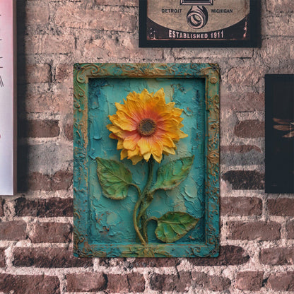 Sunflower Metal Tin Signs, Yellow Flower Printed Farmhouse Vintage Retro Wall Art Hanging Garage Tacker Outdoors Exterior Kitchen Entryway