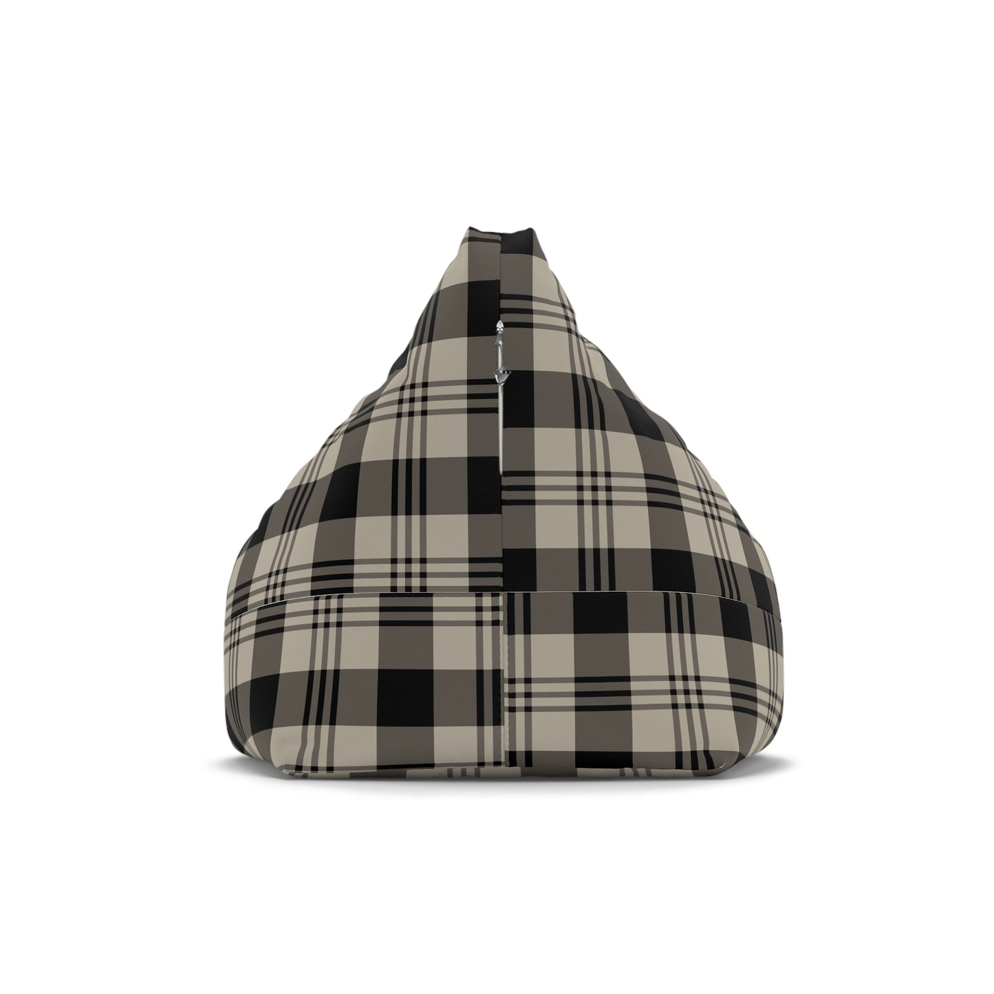 Plaid Bean Bag Chair Cover, Grey Beige Check Washable Triangle Furniture Small Large Adult Children Kids Sofa Apartment Dorm Unfilled Sack