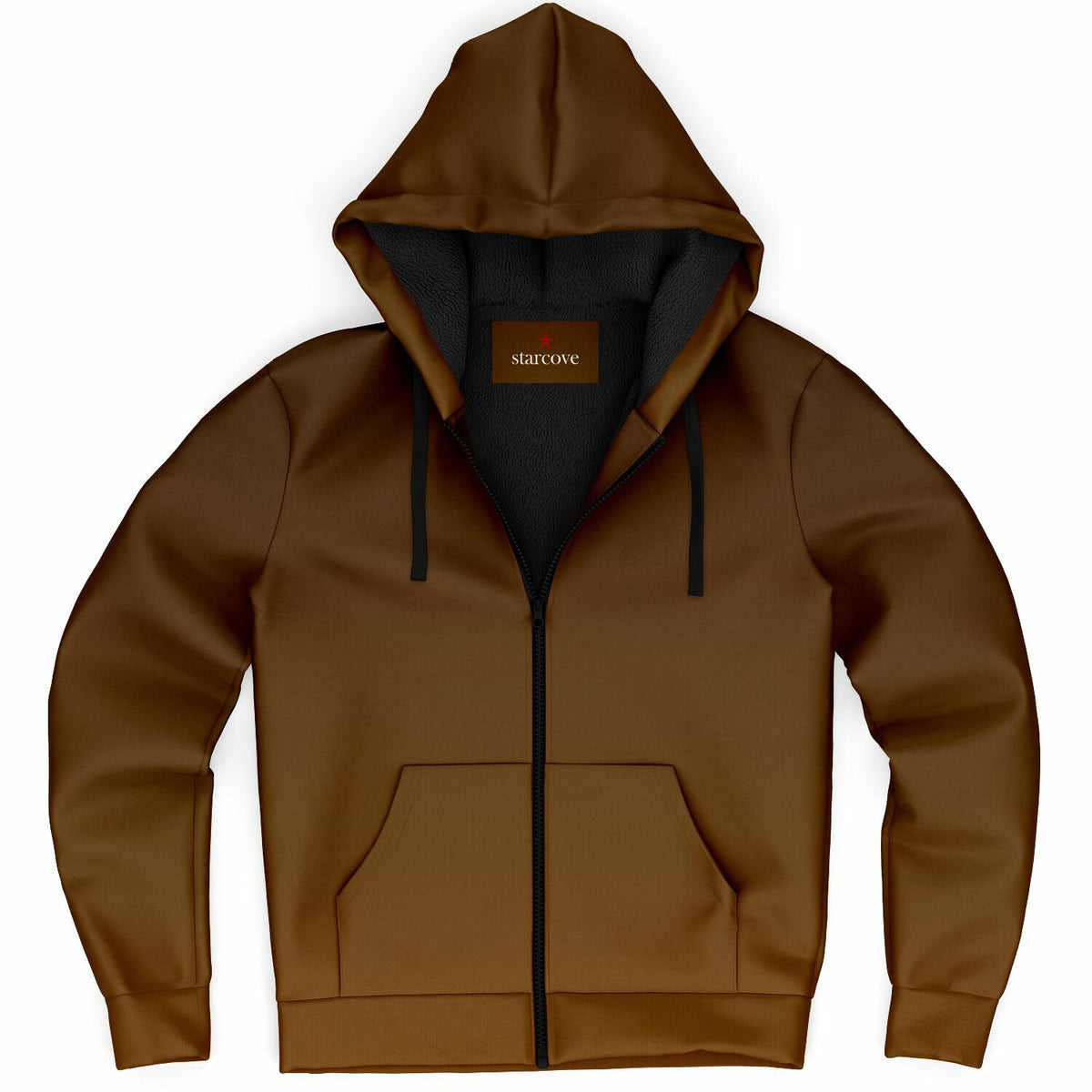 Brown Ombre Zip Up Fleece Lined Hoodie, Gradient Heavyweight Full Zipper Pocket Men Women Unisex Aesthetic Graphic Hooded Sweatshirt Jacket