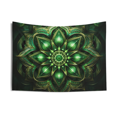 Green Mandala Tapestry, Wall Art Hanging Cool Unique Landscape Aesthetic Large Small Decor Bedroom College Dorm Room