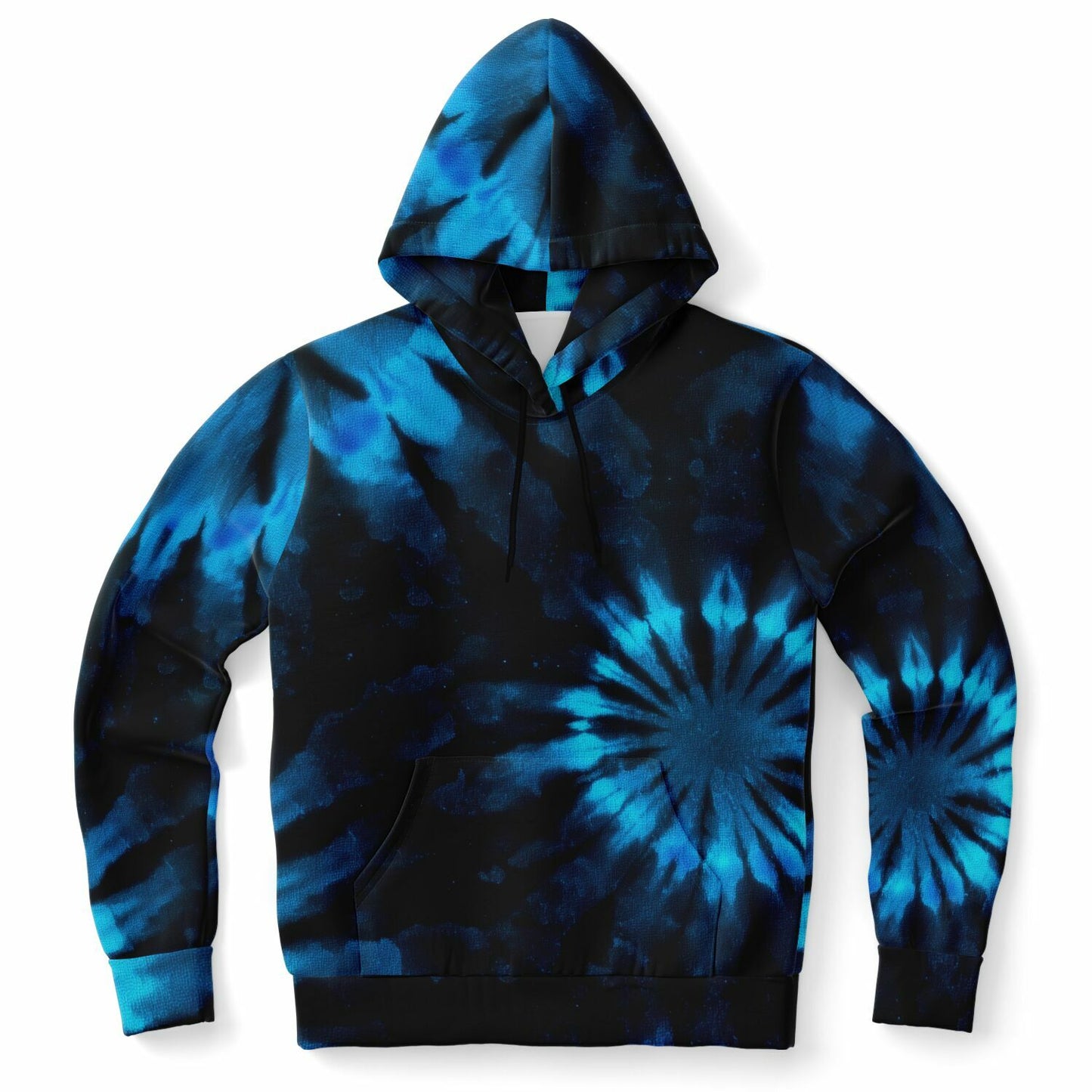 Black and Blue Tie Dye Hoodie, Pullover Men Women Adult Aesthetic Graphic Cotton Hooded Sweatshirt with Pockets Designer Plus Size