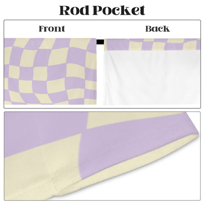 Checkered Window Curtain, Pink Cream Check Kitchen Living Room Bedroom Bathroom Fabric Rod Pocket Decor Housewarming Home 63 Inch