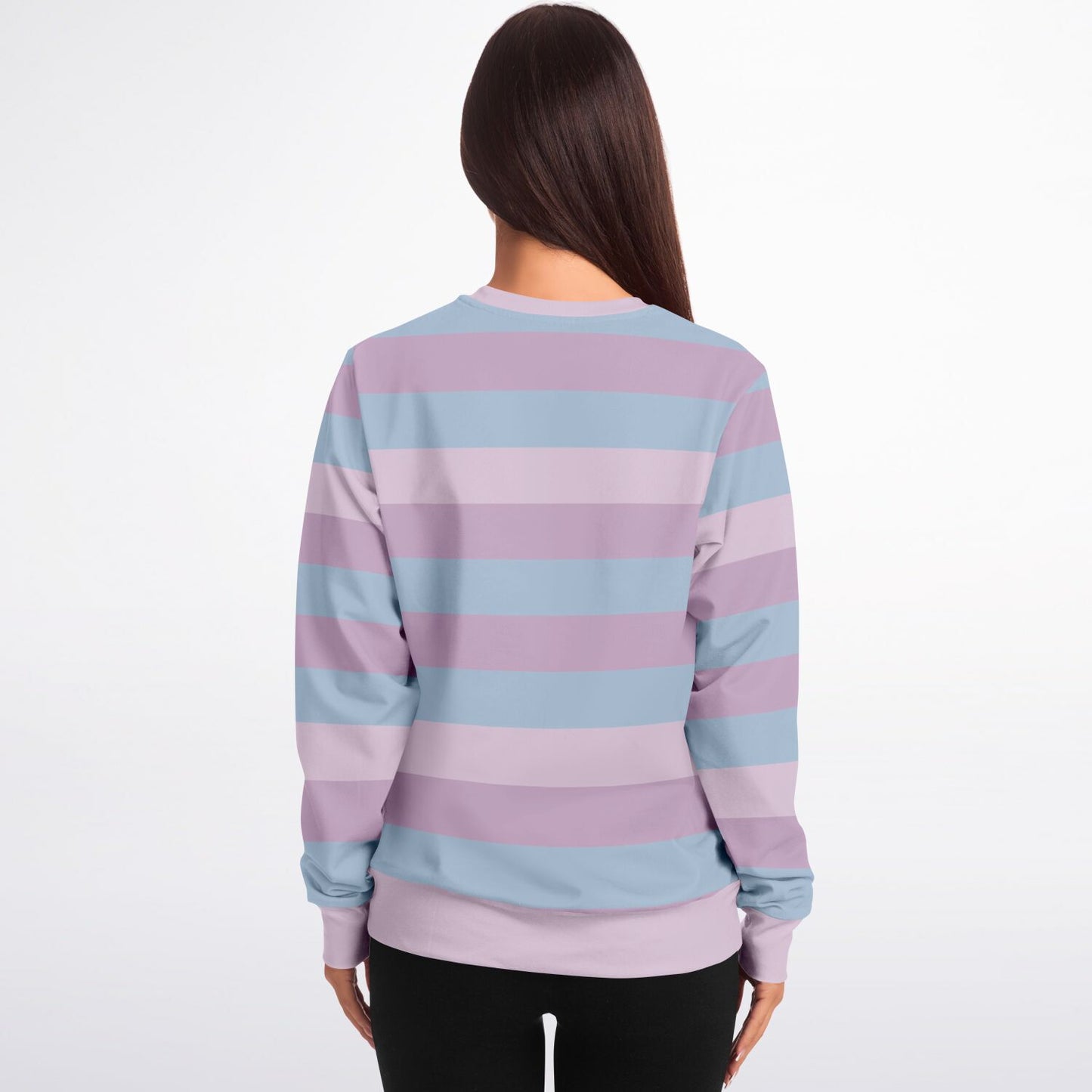 Pastel Striped Sweatshirt, Pink Purple Blue Kawaii Aesthetic Multi Color Crewneck Fleece Cotton Sweater Jumper Pullover Men Women Top