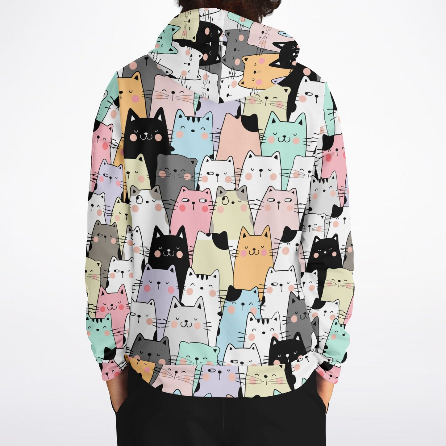 Cats Hoodie, Kittens Animal Pullover Men Women Adult Aesthetic Graphic Cotton Hooded Sweatshirt with Pockets Designer Plus Size