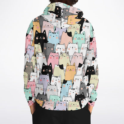 Cats Hoodie, Kittens Animal Pullover Men Women Adult Aesthetic Graphic Cotton Hooded Sweatshirt with Pockets Designer Plus Size