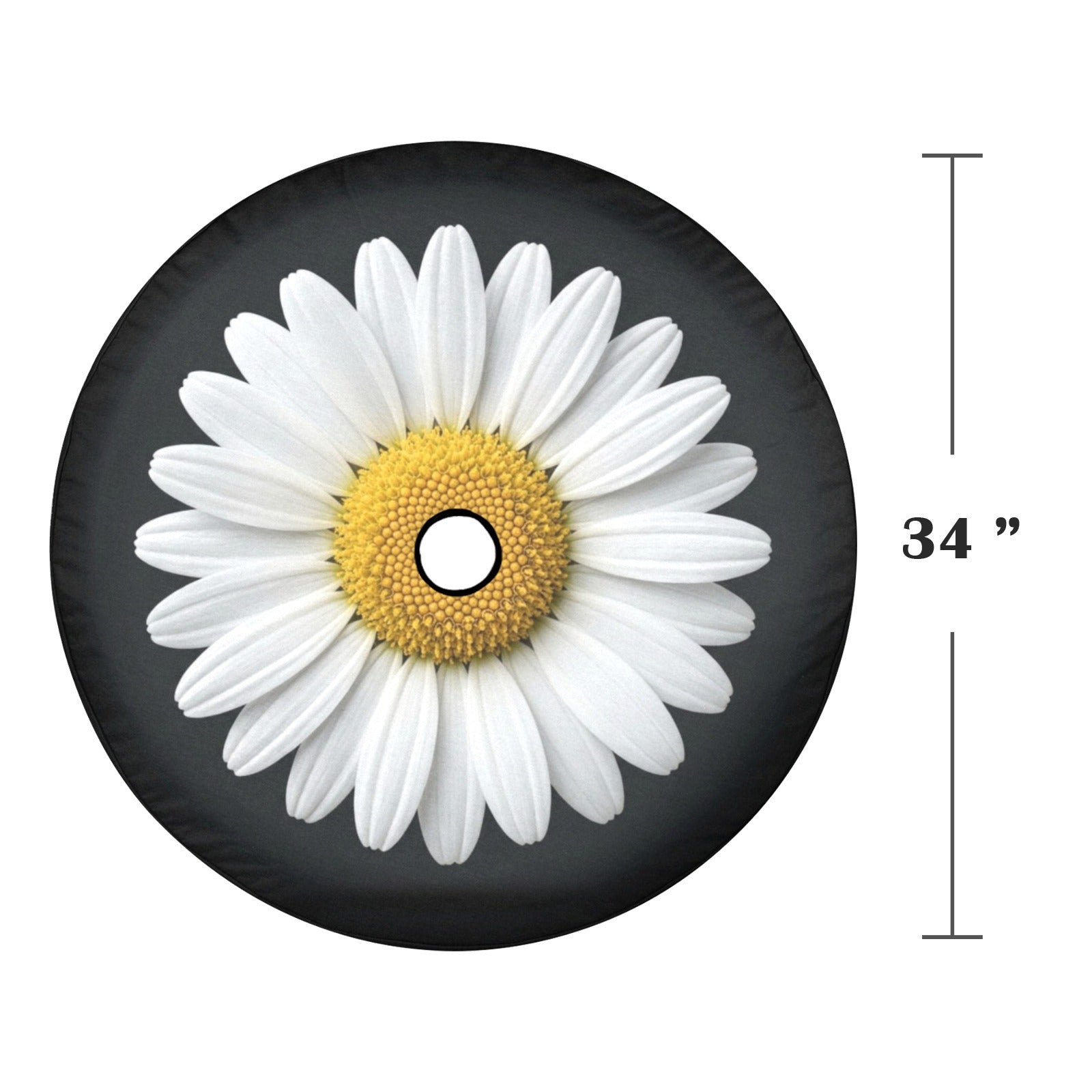 White Daisy Car Spare Tire Cover, Floral Flower Back Rear Extra Wheel Black Camera Hole Unique Women  RV Camper Auto Trailer Motorhome - Starcove Fashion