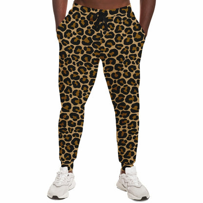 Leopard Joggers Sweatpants with Pockets, Animal Print Brown Cheetah Women Men Female Ladies Fleece Comfy Cotton Sweats Pants Bottoms
