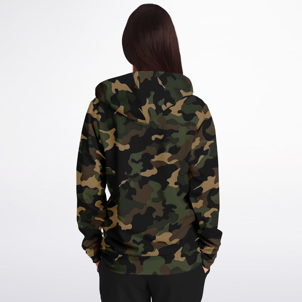 Brown Green Camo Zip Up Hoodie, Black Camouflage Full Zipper Pocket Men Women Unisex Adult Aesthetic Cotton Fleece Hooded Sweatshirt