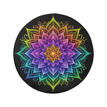 Mandala Spare Tire Cover, Flower Tie Dye Bohemian Rear Auto Vehicle Backup Camera Hole Unique Back Wheel Cars RV SUV Off Road Trailer Camper