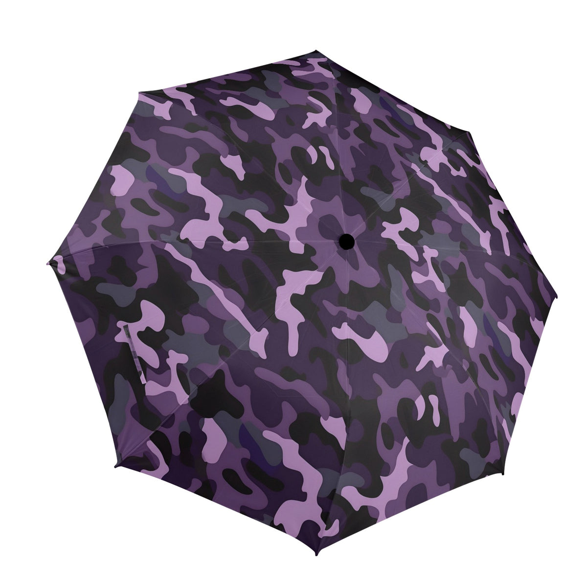 Purple Camo Umbrella, Dark Camouflage Print Golf Anti-UV Semi-Automatic Sun Rain Parasol Large Compact Windproof Designer Luxury Men Women