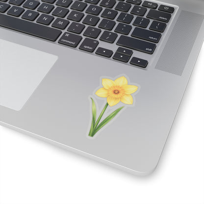 Yellow Daffodil Flower Sticker Decal, Blossom Floral Watercolor Art Vinyl Cute Waterbottle Tumbler Car Waterproof Bumper Clear Die Cut Wall - Starcove Fashion