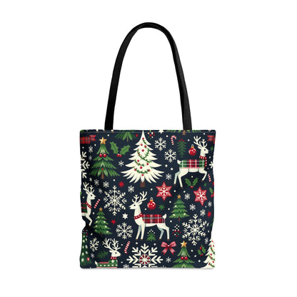 Christmas Tote Bag, Xmas Holiday Festive Reindeer Winter Cute Canvas Shopping Small Large Travel Reusable Aesthetic Shoulder Bag