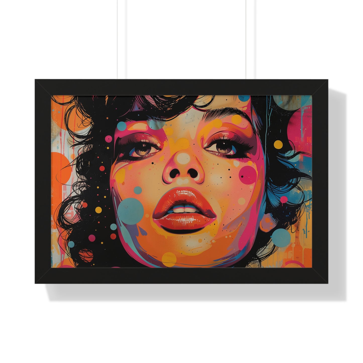 Pop Culture Art Poster and Frame, Woman Retro Vintage Print Wall Horizontal Black Framed Artwork Small Large Decor Paper 24x16 30x20