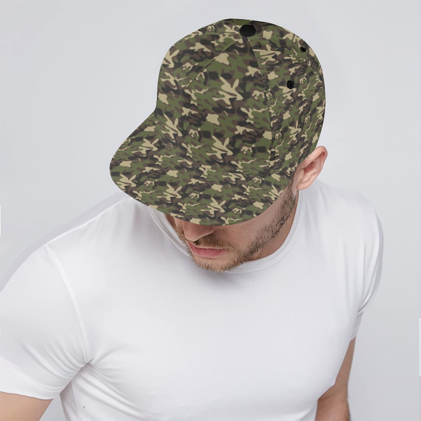 Camo Snapback Hat Cap, Camouflage Green Vintage Ball Dad Mom Trucker Men Women Male Ladies Unisex Stylish Aesthetic Designer Fashion Hat