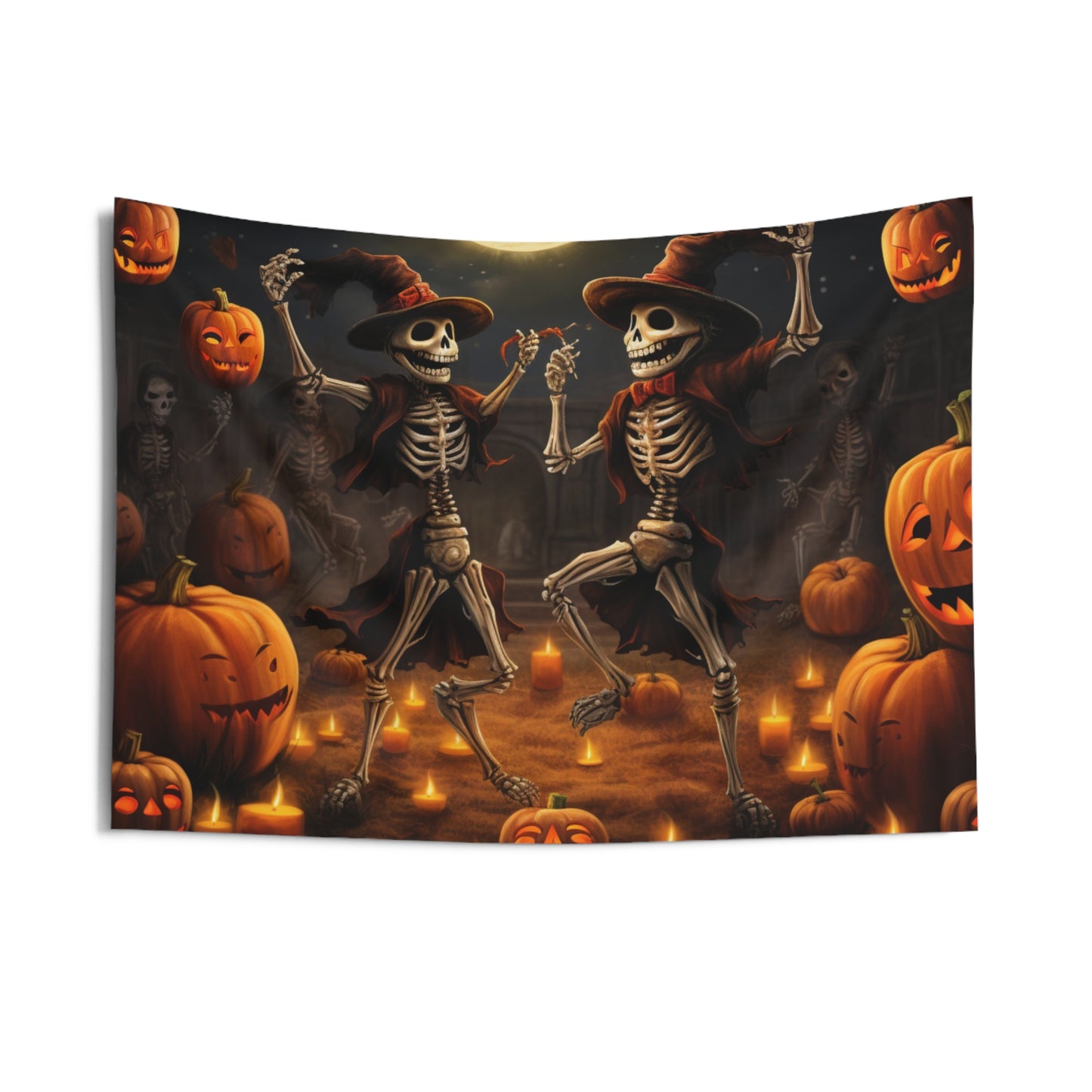 Dancing Skeleton Halloween Tapestry, Pumpkins Wall Art Hanging Cool Unique Landscape Aesthetic Large Small Decor College Dorm Room Starcove Fashion