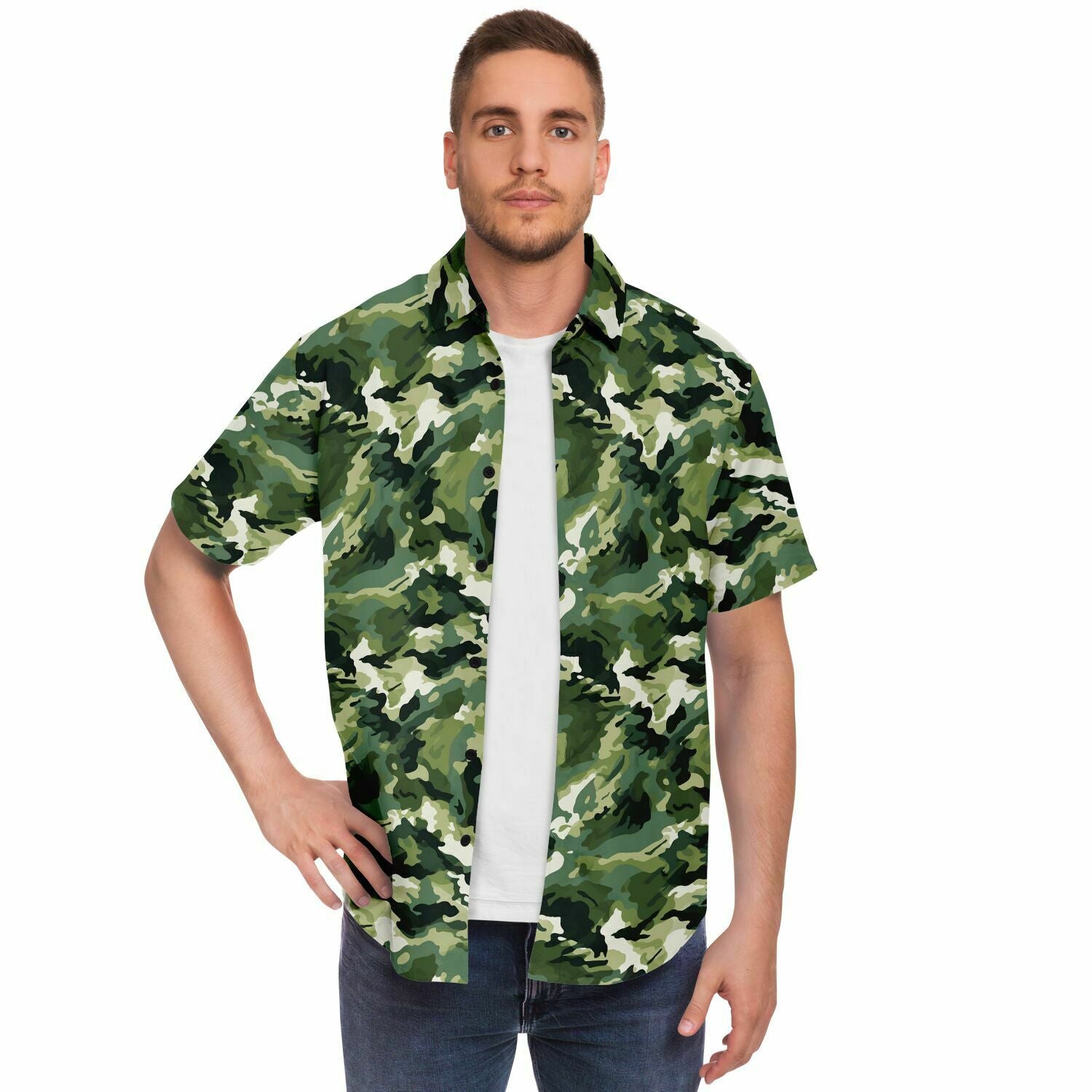 Camo button up deals shirt short sleeve
