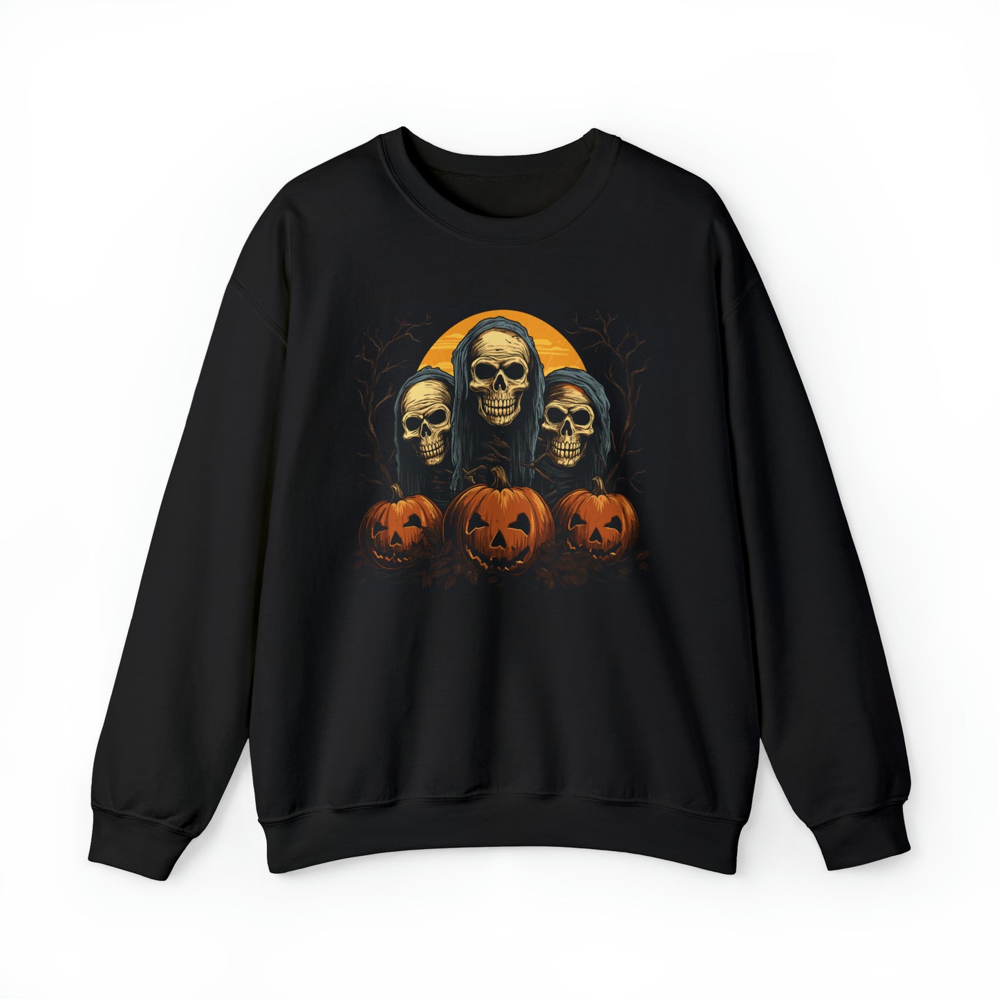Halloween Sweatshirt, Skeleton Pumpkins Graphic Crewneck Fleece Cotton Sweater Jumper Pullover Men Women Aesthetic Designer Top Starcove Fashion
