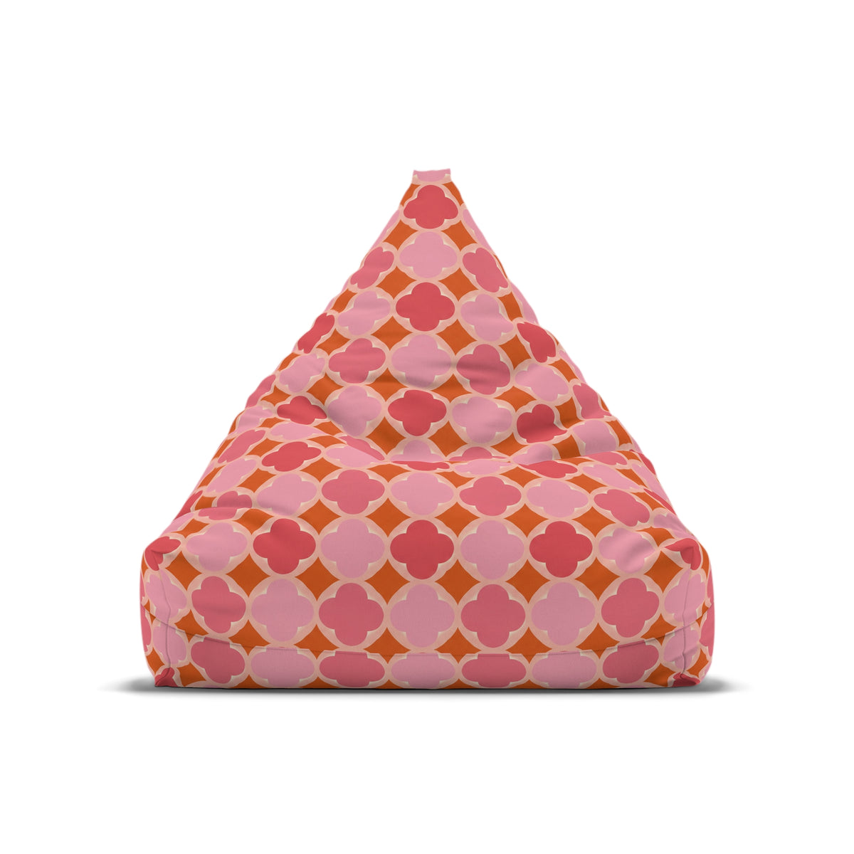 Pink Geometric Bean Bag Chair Cover, Petal Pastel Washable Triangle Furniture Small Large Adult Children Kids Playroom Apartment Dorm Decor