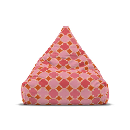 Pink Geometric Bean Bag Chair Cover, Petal Pastel Washable Triangle Furniture Small Large Adult Children Kids Playroom Apartment Dorm Decor
