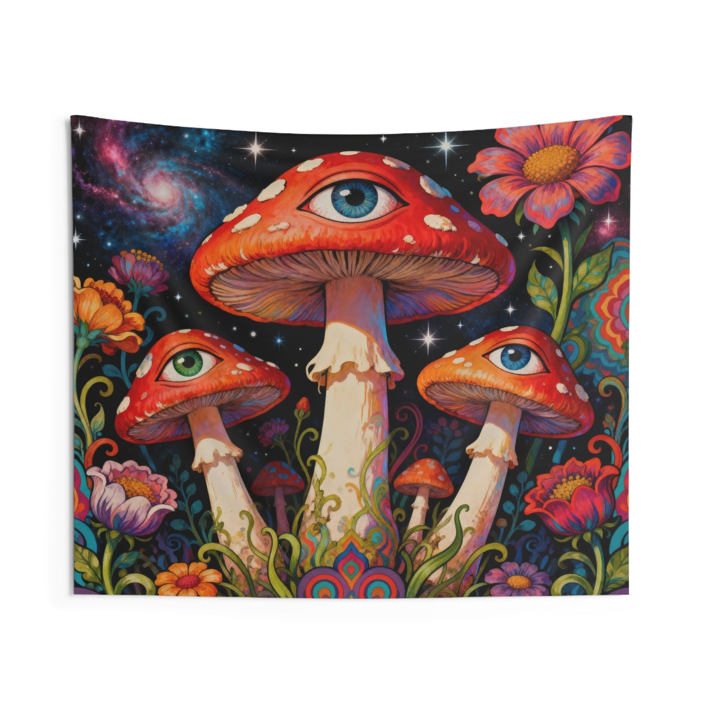 Psychedelic Mushroom Tapestry, Eye Nature Galaxy Wall Art Hanging Cool Unique Landscape Large Small Decor Bedroom College Dorm Room
