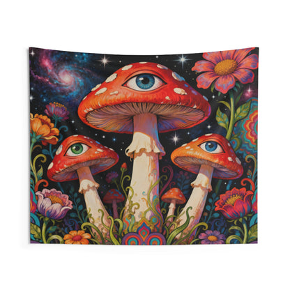 Psychedelic Mushroom Tapestry, Eye Nature Galaxy Wall Art Hanging Cool Unique Landscape Large Small Decor Bedroom College Dorm Room