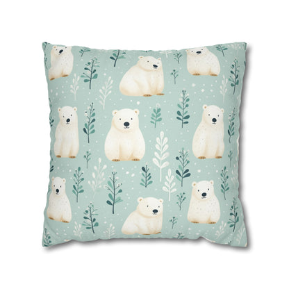 Polar Bear Pillow Case, Snowy Cute Animal Square Throw Decorative Cover Room Décor Floor Couch Cushion 20 x 20 Zipper Sofa Starcove Fashion