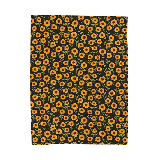 Sunflower Fleece Throw Blanket, Black Yellow Flowers Velveteen Soft Plush Fluffy Cozy Warm Adult Kids Small Large Sofa Bed Décor Starcove Fashion