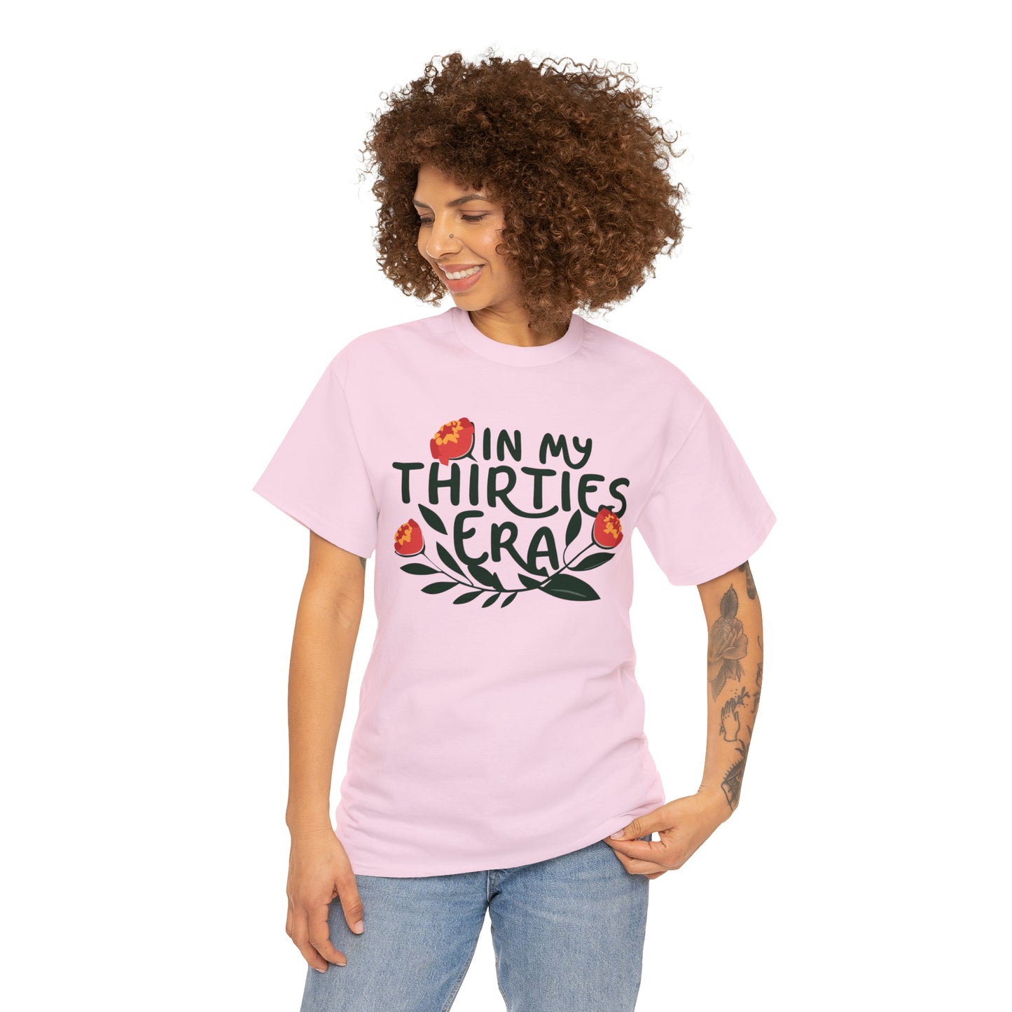 30th Birthday Tshirt Top, In My thirties Era Floral Flowers Bday Graphic Tshirt Funny Thirty Crewneck Her Ladies Men Women Tee