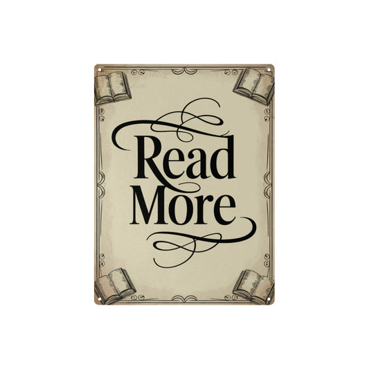 Read More Book Vintage Metal Tin Signs, Reading Nook Library School Farmhouse Retro Wall Art Hanging Garage Tacker Outdoors Exterior Plaques
