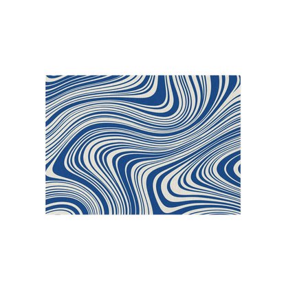 Blue Wavy Outdoor Area Rug, Geometric Modern Waterproof Patio Porch Exterior Durable Carpet Small Large 2x3 4x6 3x5 5x7 8x10 Camping Mat