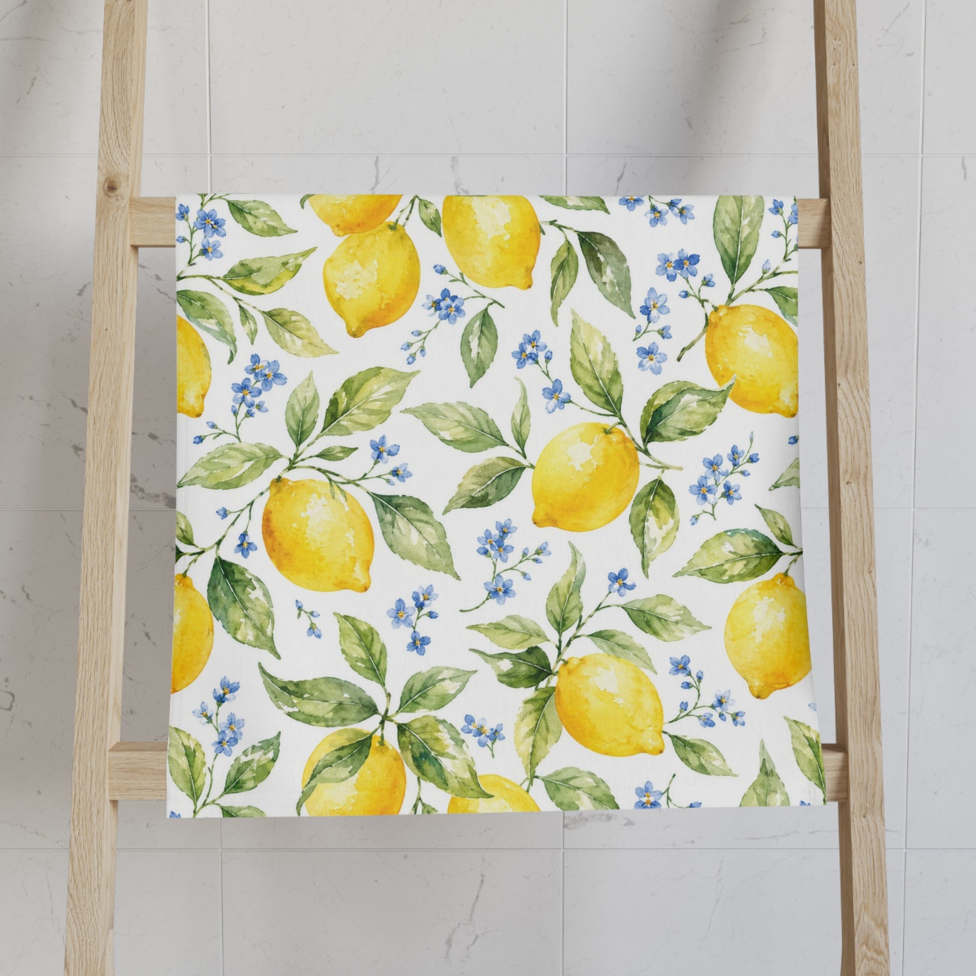 Lemon Hand Towel, Citrus Fruit Yellow Watercolor Mediterranean Guest Bath Softest Bathroom Spa Tea Cotton Kitchen Gift Her Women Linen - Starcove Fashion