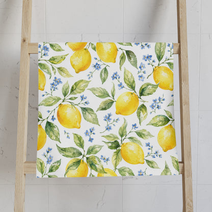Lemon Hand Towel, Citrus Fruit Yellow Watercolor Mediterranean Guest Bath Softest Bathroom Spa Tea Cotton Kitchen Gift Her Women Linen - Starcove Fashion