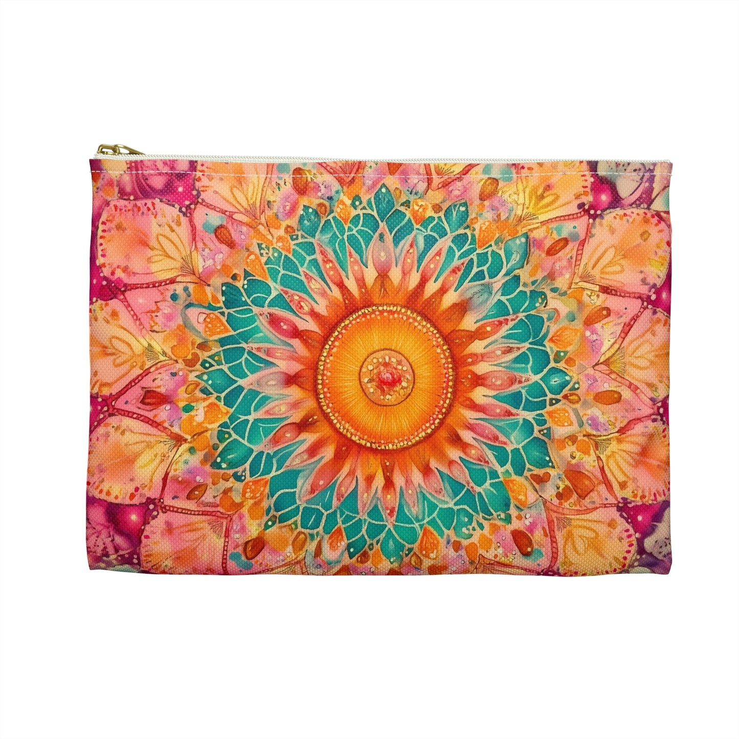 Boho Mandala Pouch Bag, Bohemian Ethnic Canvas Travel Wash Makeup Toiletry Bath Organizer Zip Cosmetic Gift Accessory Large Small Zipper