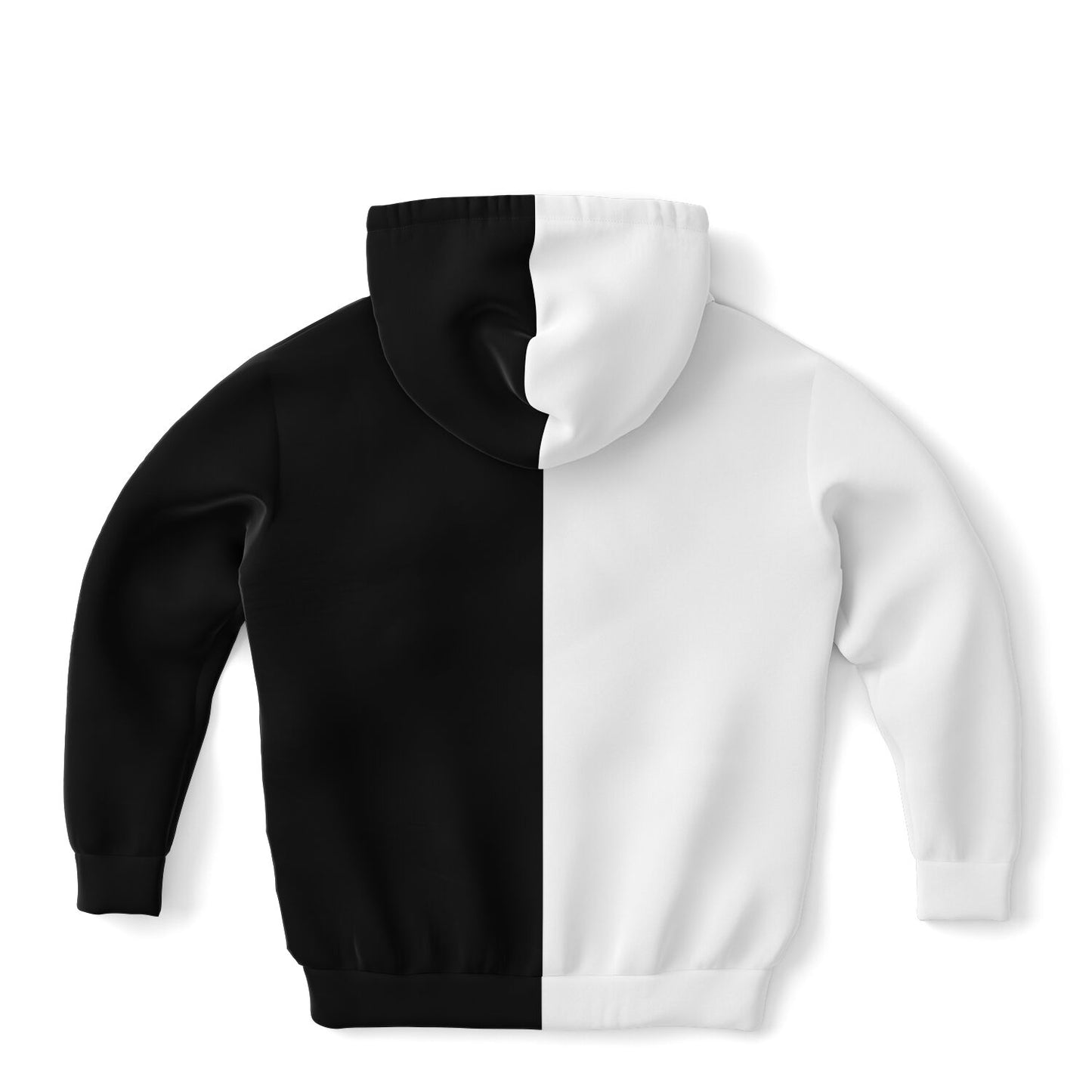 Half Black Half White Kids Pullover Hoodie, Two Tone Color Split Girls Boy Toddler Youth Children Fleece Cozy Cotton Hooded Sweatshirt Pockets