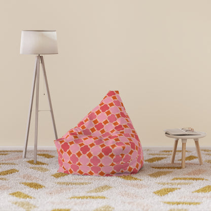 Pink Geometric Bean Bag Chair Cover, Petal Pastel Washable Triangle Furniture Small Large Adult Children Kids Playroom Apartment Dorm Decor