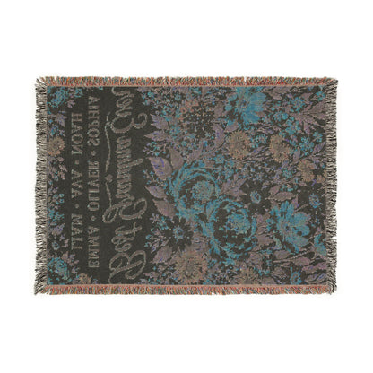 Personalized Grandmother Woven Blanket Tapestry, Grandma Nana Floral Throw Custom Kids Names Mimi First Time Cotton Small Large Wall Hanging