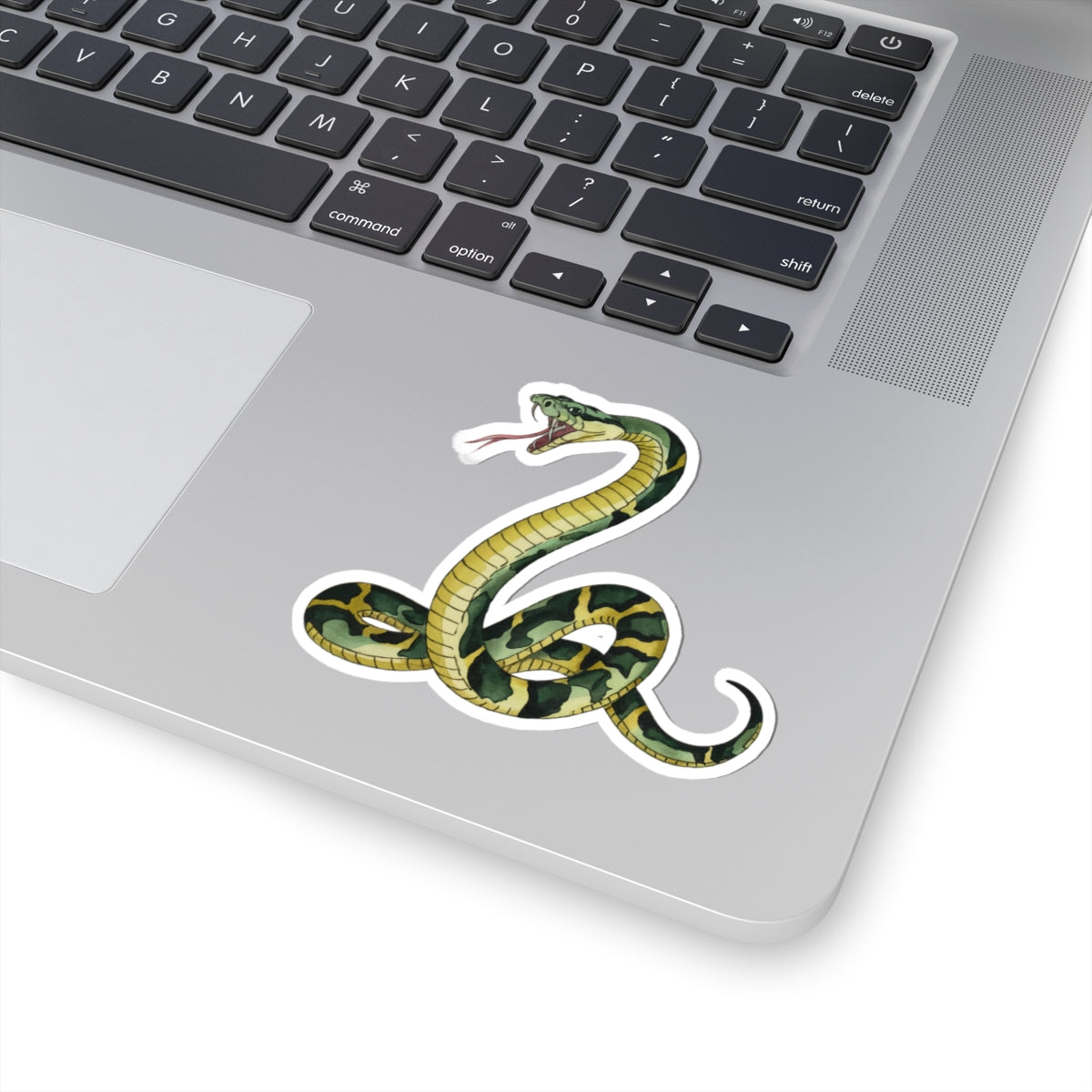 Snake Sticker Decal, Green Animal Reptile Watercolor Art Vinyl Laptop Cute Waterbottle Tumbler Car Waterproof Bumper Clear Die Cut Wall