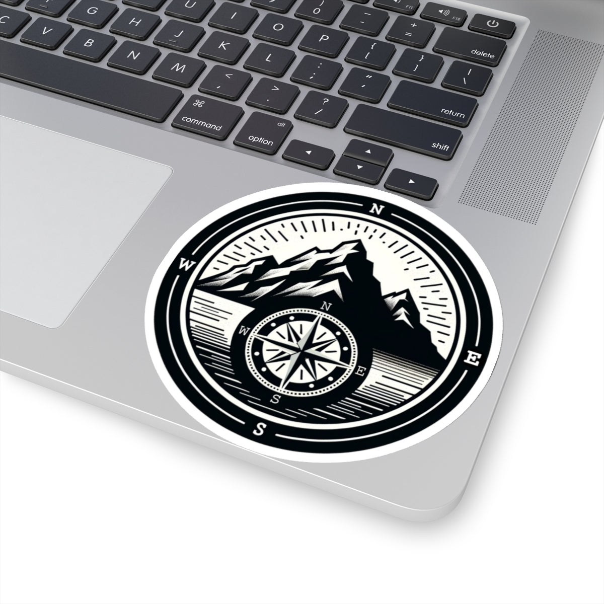 Compass Mountain Sticker Decal, Car Bumper Navigation Art Vinyl Laptop Cute Waterbottle Tumbler Waterproof Clear Aesthetic