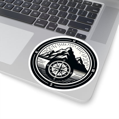 Compass Mountain Sticker Decal, Car Bumper Navigation Art Vinyl Laptop Cute Waterbottle Tumbler Waterproof Clear Aesthetic