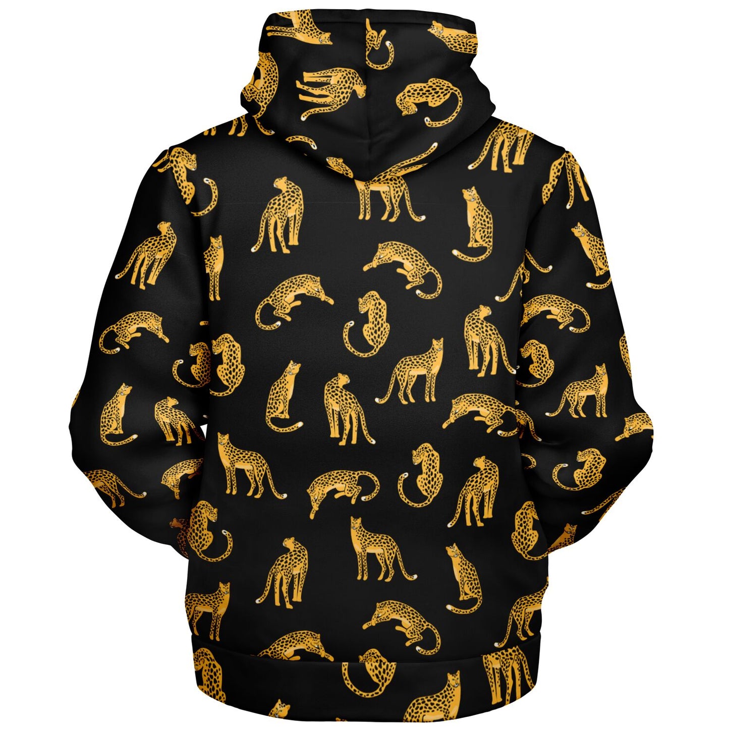 Leopard Zip Up Fleece Lined Hoodie, Animal Cheetah Print Heavyweight Full Zipper Pocket Men Women Unisex Graphic Hooded Sweatshirt Jacket
