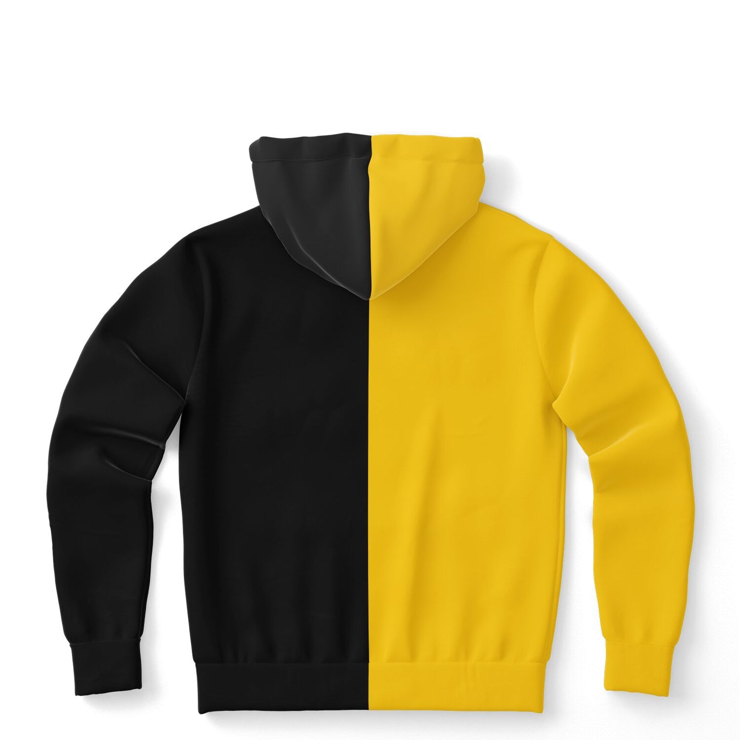Half Black Half Yellow Hoodie, Two Tone Color Split Pullover Men Women Adult Cotton Hooded Sweatshirt with Pockets Designer Plus Size