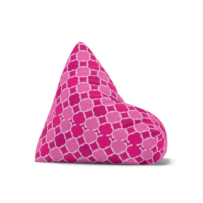 Bright Pink Geometric Bean Bag Chair Cover, Petal Washable Triangle Furniture Small Large Adult Children Kids Playroom Apartment Dorm Decor