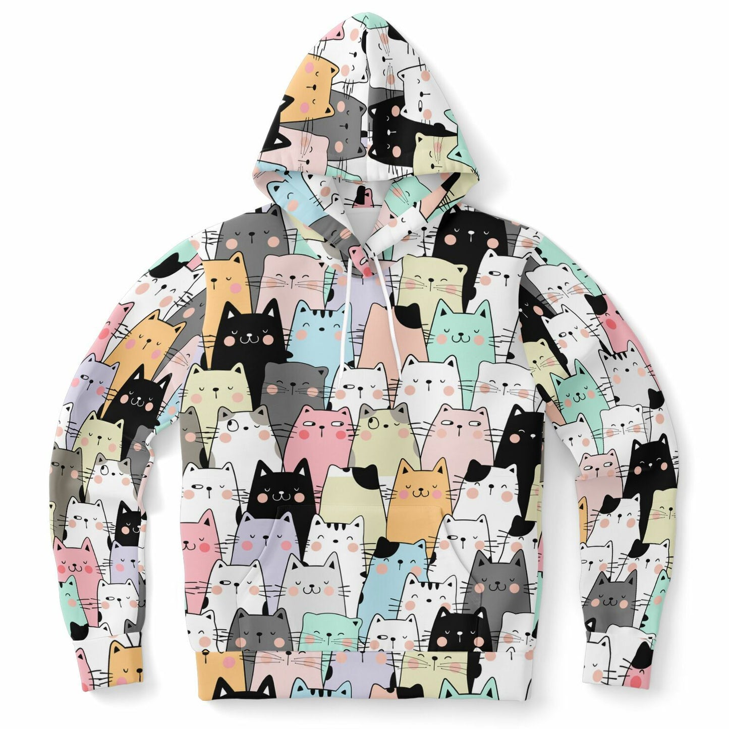 Cats Hoodie, Kittens Animal Pullover Men Women Adult Aesthetic Graphic Cotton Hooded Sweatshirt with Pockets Designer Plus Size