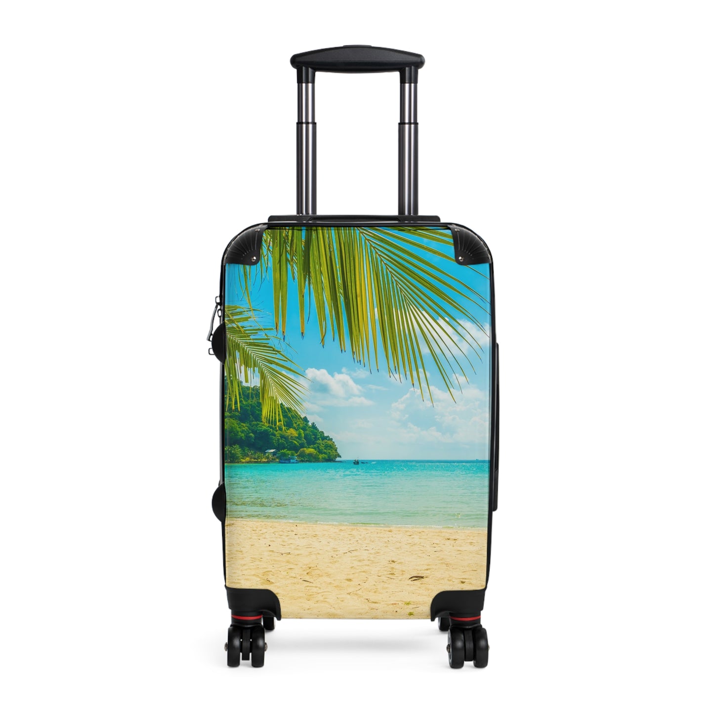 Tropical Beach Suitcase Luggage, Palm Tree Ocean Vacation Carry On With 4 Wheels Cabin Small Large Set Rolling Spinner Lock Hard Shell