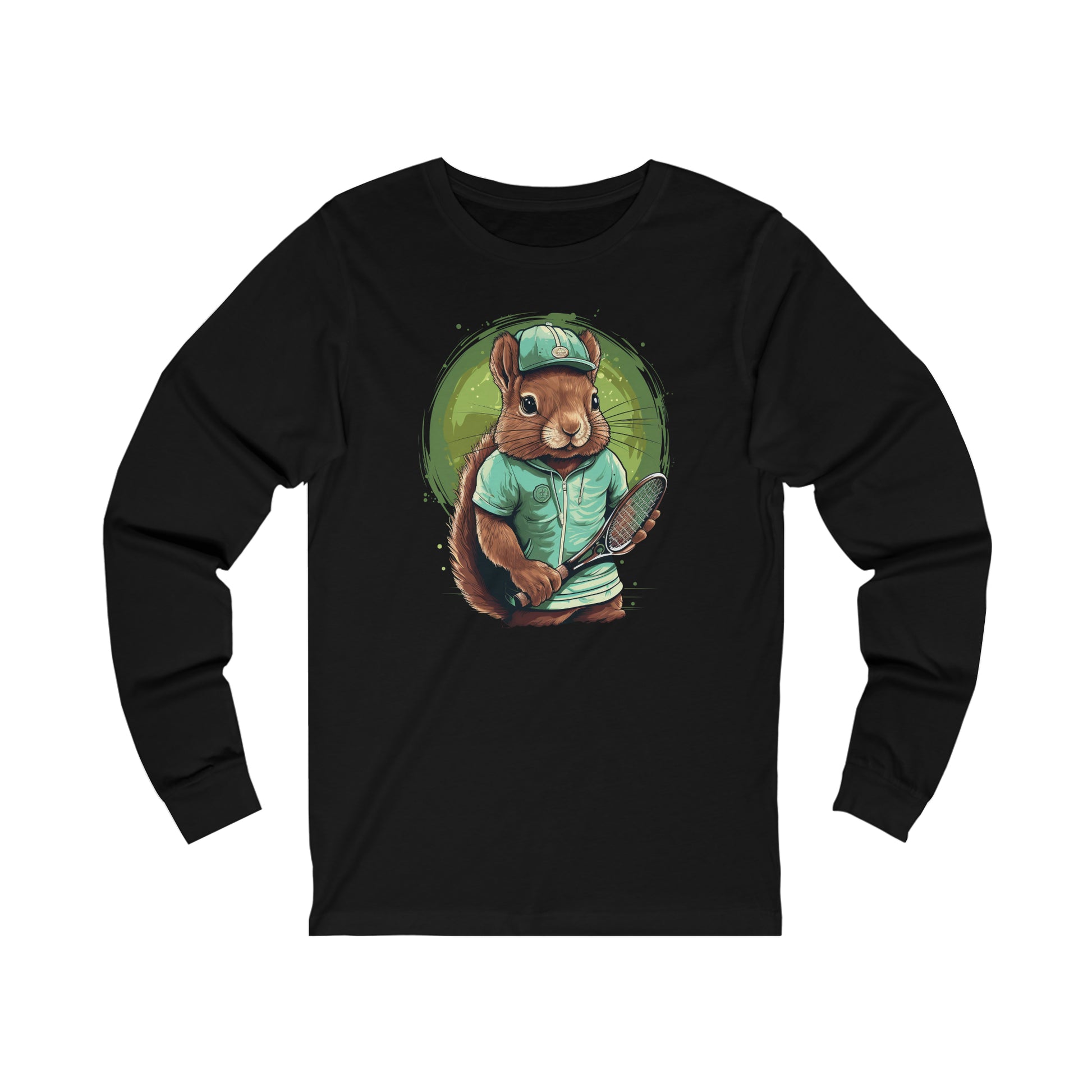 Tennis Squirrel Long Sleeve Tshirt, Animal Unisex Men Women Designer Graphic Aesthetic Printed Crew Neck Tee Starcove Fashion
