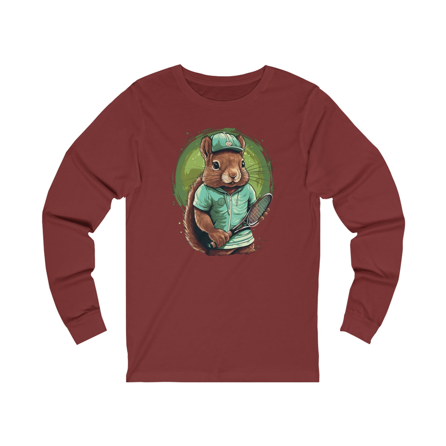 Tennis Squirrel Long Sleeve Tshirt, Animal Unisex Men Women Designer Graphic Aesthetic Printed Crew Neck Tee Starcove Fashion
