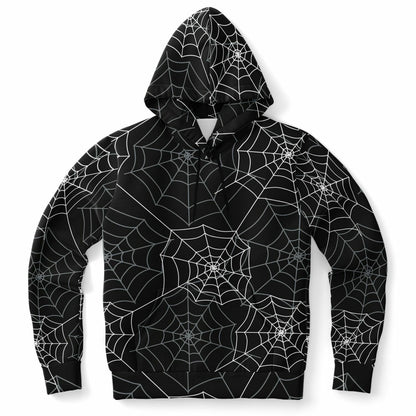 Spiderweb Hoodie, Halloween Black Creepy Pullover Men Women Adult Aesthetic Graphic Cotton Hooded Sweatshirt with Pockets Designer Plus Size