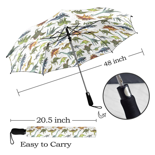 Dinosaur Umbrella, Animal Print Dino Trex Golf Anti-UV Semi-Automatic Sun Rain Parasol Large Compact Windproof Designer Luxury Men Women