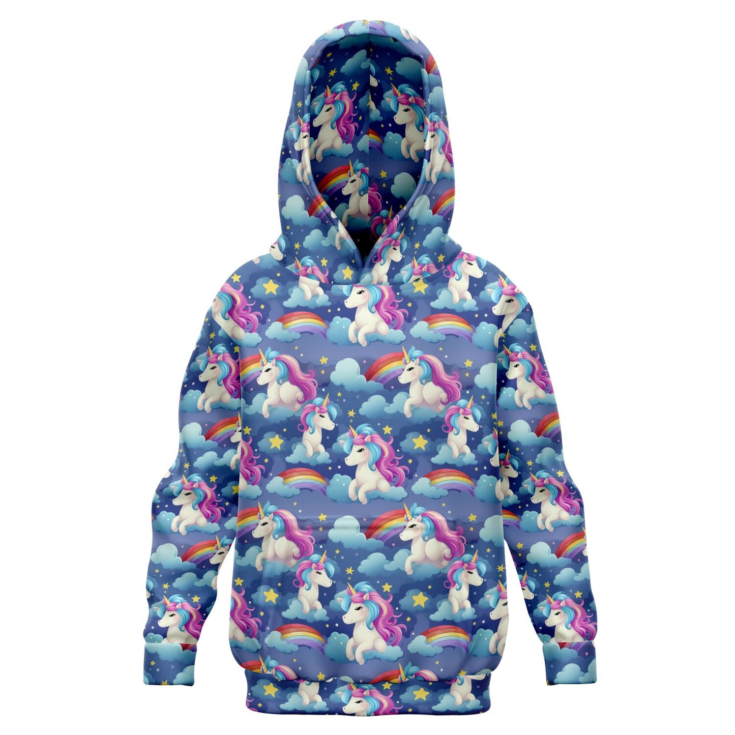 Unicorn Rainbow Kids Pullover Hoodie, Kawaii Girls Boy Toddler Youth Children Fleece Graphic Cozy Cotton Hooded Sweatshirt with Pockets